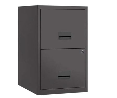 Caisson de rangement en métal Bolane H 66 cm - 2 grands tiroirs avec serrure à clé