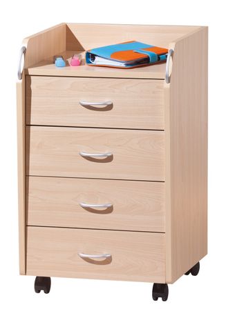 Caisson sur roulettes 4 tiroirs bois érable clair Nori