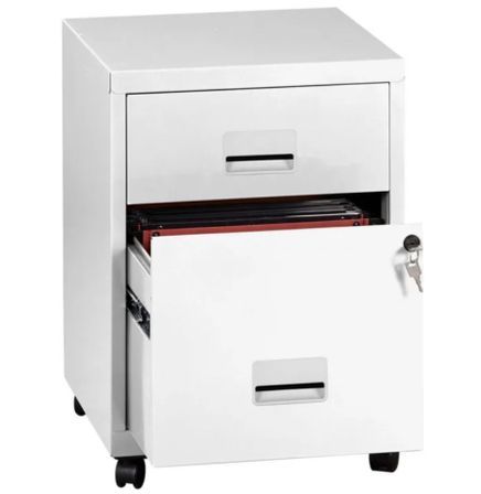 Caisson sur roulettes en métal H 57 cm FLAVIO 2 tiroirs - Compact et élégant