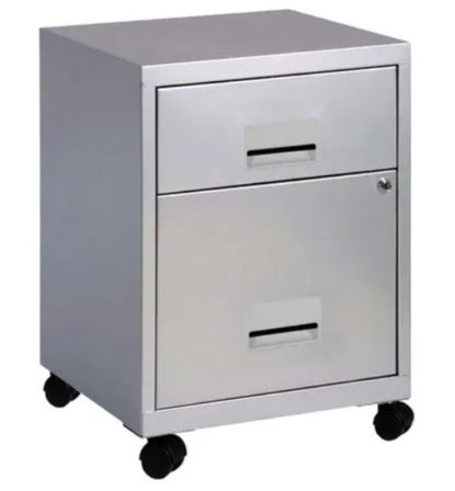 Caisson sur roulettes en métal H 57 cm FLAVIO 2 tiroirs - Compact et élégant