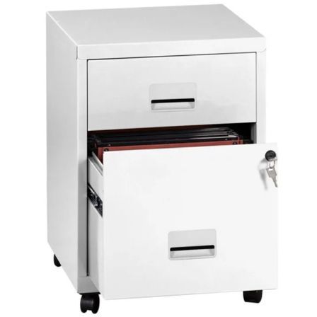 Caisson sur roulettes en métal H 57 cm FLAVIO 2 tiroirs - Compact et élégant
