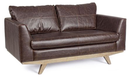 Canapé 2 places bois et revêtement simili cuir Tony