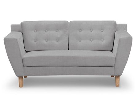 Canapé 2 places Capitonné Tissu Gris Mondo