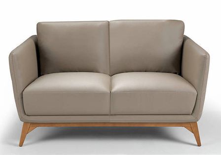 Canapé 2 places contemporain cuir capitonné et bois noyer Kila