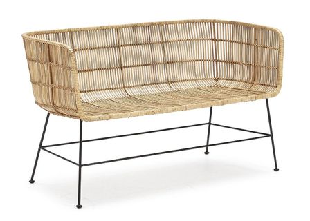 Canapé 2 places Osier et pieds métal noir Sally 130 cm