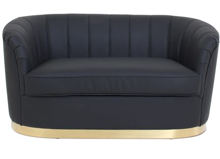 Canapé 2 places simili noir et pied métal doré Dorel 152 cm