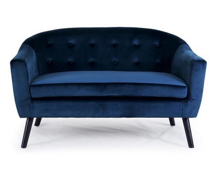 Canapé 2 places velours bleu Soxford