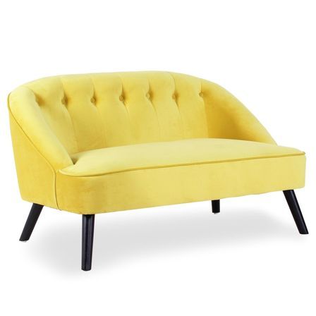 Canapé 2 places velours jaune Sandy