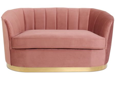 Canapé 2 places velours rose et pied métal doré Dorel 152 cm