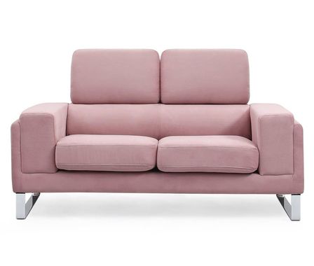 Canapé 2 places velours rose et pieds métal argenté Medra