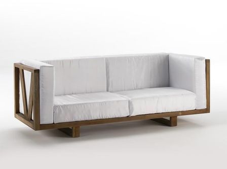 Canapé 3 places blanc bois de teck naturel Isis 220 cm