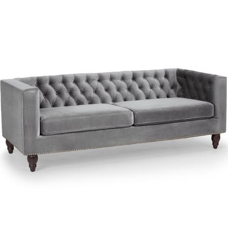 Canapé 3 places Capitonné Velours Gris