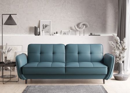 Canapé 3 places convertible en tissu BOZA - Pieds bois noir