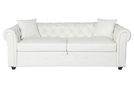 Canapé 3 places convertible simili cuir blanc Omin 206 cm