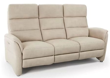 Canapé 3 places de relaxation et têtières électriques nubuck beige Verak
