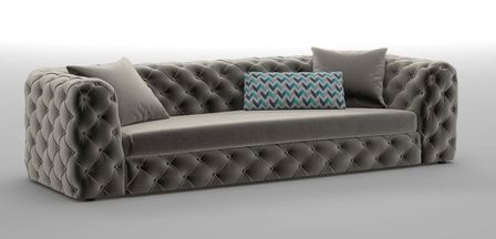 Canapé 3 places design velours gris Kraizy 255 cm