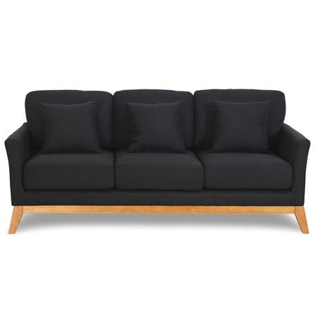 Canapé 3 places scandinave tissu noir Kynok