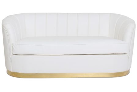 Canapé 3 places simili blanc et pied métal doré Dorel 180 cm