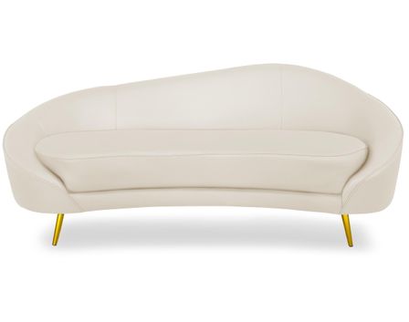 Canapé 3 places simili cuir beige et pieds métal doré Haven