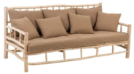 Canapé 3 places teck naturel et marron Landza