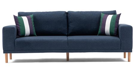 Canapé 3 places tissu bleu foncé Zendy 220 cm