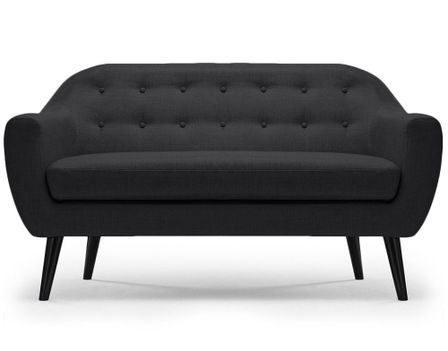 Canapé 3 places tissu noir et pieds bois noir Lalis