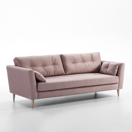Canapé 3 places velours rose Kami
