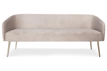 Canapé 3 places velours taupe et pieds métal doré Goldy