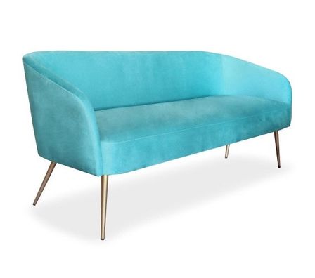 Canapé 3 places velours vert menthe et pieds métal doré Goldy