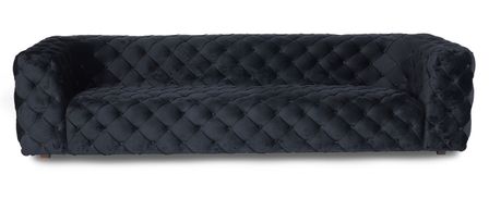 Canapé 4 places design velours noir Kraizy 276 cm