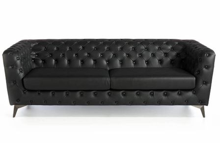 Canapé 3 places cuir capitonné noir Kaplan