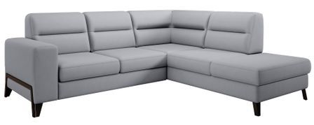Canapé angle droit convertible tissu gris clair et pieds acier noir Kassidi 277 cm