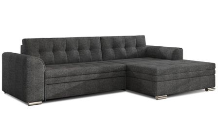 Canapé angle droit convertible tissu gris foncé chiné Kapitona 270 cm