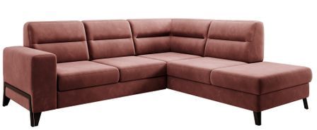Canapé angle droit convertible tissu rouille et pieds acier noir Kassidi 277 cm