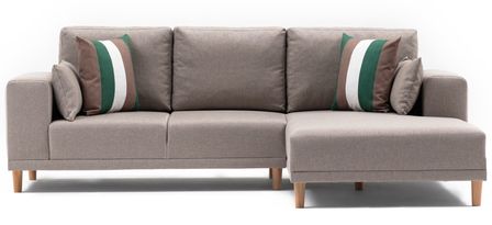 Canapé angle droit tissu beige Zendy 235 cm