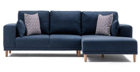 Canapé angle droit tissu bleu foncé Zendy 235 cm