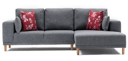 Canapé angle droit tissu gris Zendy 235 cm