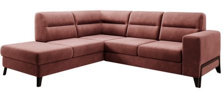 Canapé angle gauche convertible tissu rouille et pieds acier noir Kassidi 277 cm
