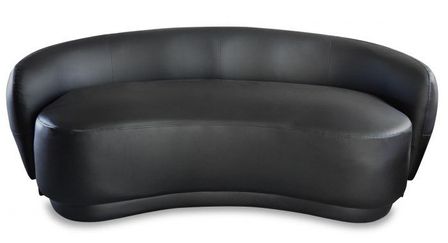 Canapé arrondi 3 places simili cuir noir Nerrou