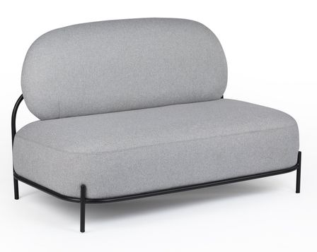 Canapé art deco 2 places acier noir et gris clair Klom