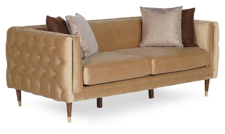 Canapé capitonné 3 places velours crème Olympia 230 cm