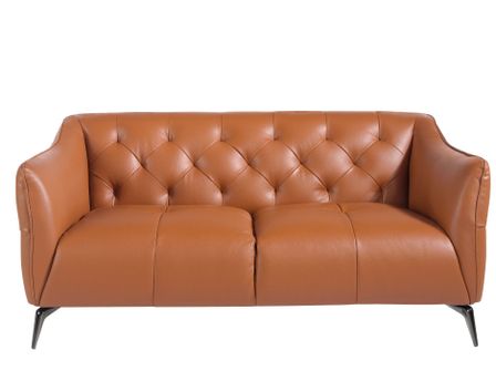 Canapé chester en cuir marron clair KEVIN – Élégance moderne et confort capitonné