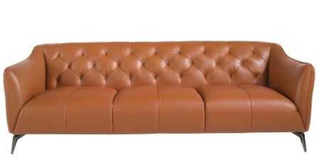 Canapé chester en cuir marron clair KEVIN – Élégance moderne et confort capitonné