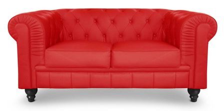 Canapé chesterfield 2 places simili cuir rouge Cozji