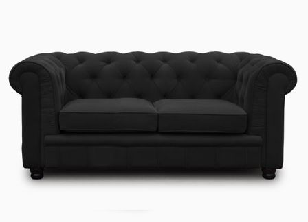 Canapé Chesterfield 2 places Velours Noir Elégance