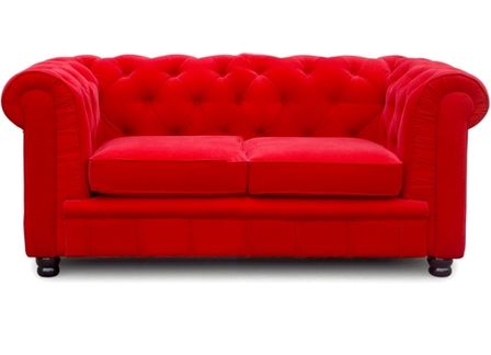 Canapé Chesterfield 2 places Velours Rouge Elégance