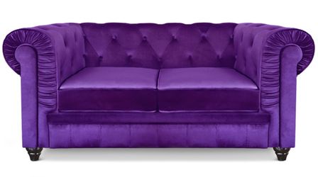Canapé chesterfield 2 places velours violet Itish