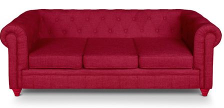 Canapé Chesterfield 3 places effet lin rouge British