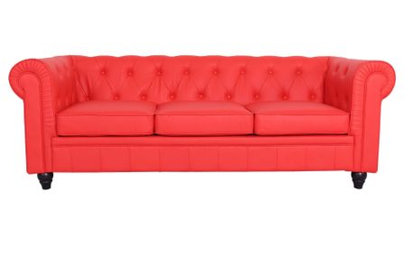 Canapé chesterfield 3 places simili cuir rouge Itish