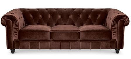 Canapé Chesterfield 3 places velours marron British